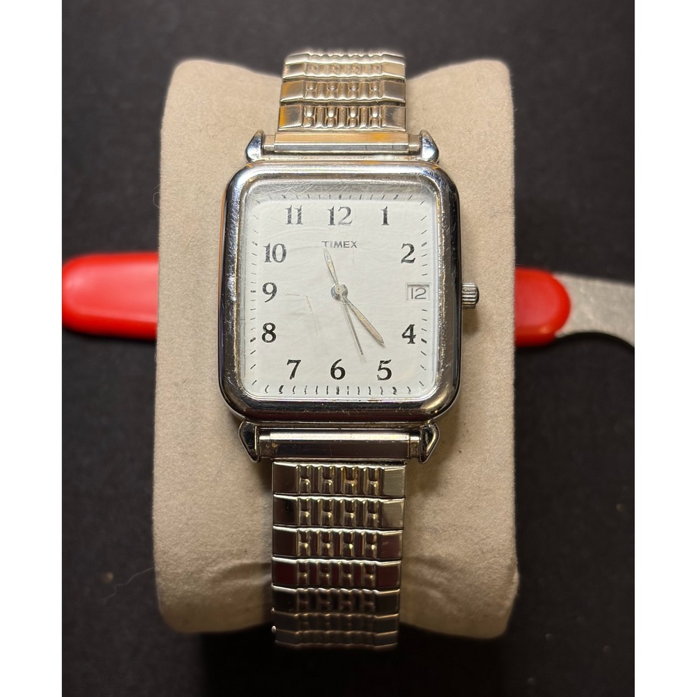 Timex Wristwatch Mens OS Silver Square Tank Vintage